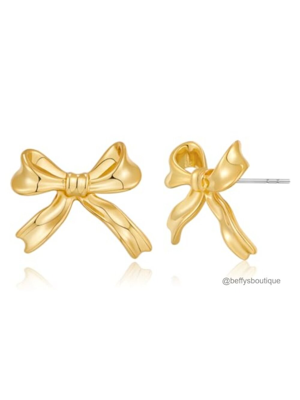 14k Gold Bow Stud Earrings Hammered Ribbon Dainty Womens Jewelry Gift
